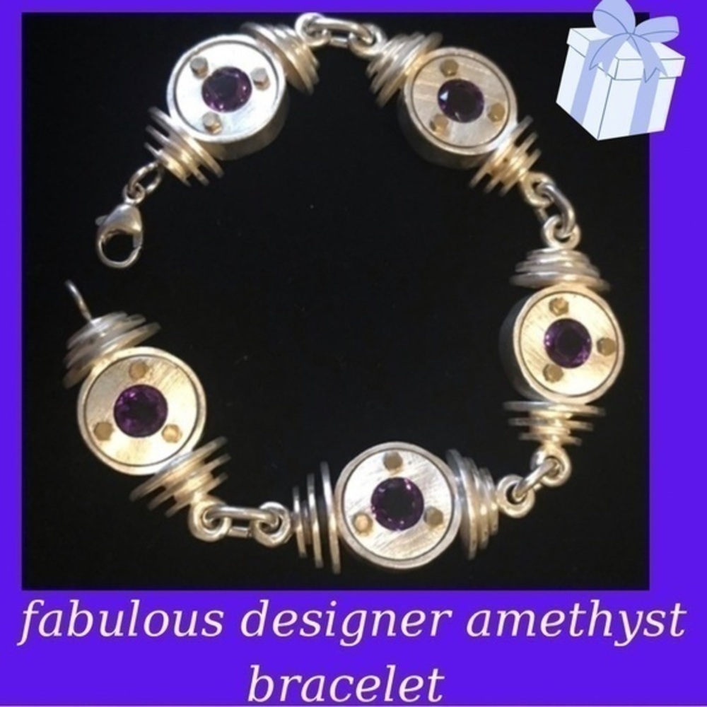 Artist Made Sterling Silver and Amethyst Bracelet 💟 Truly Gorgeous